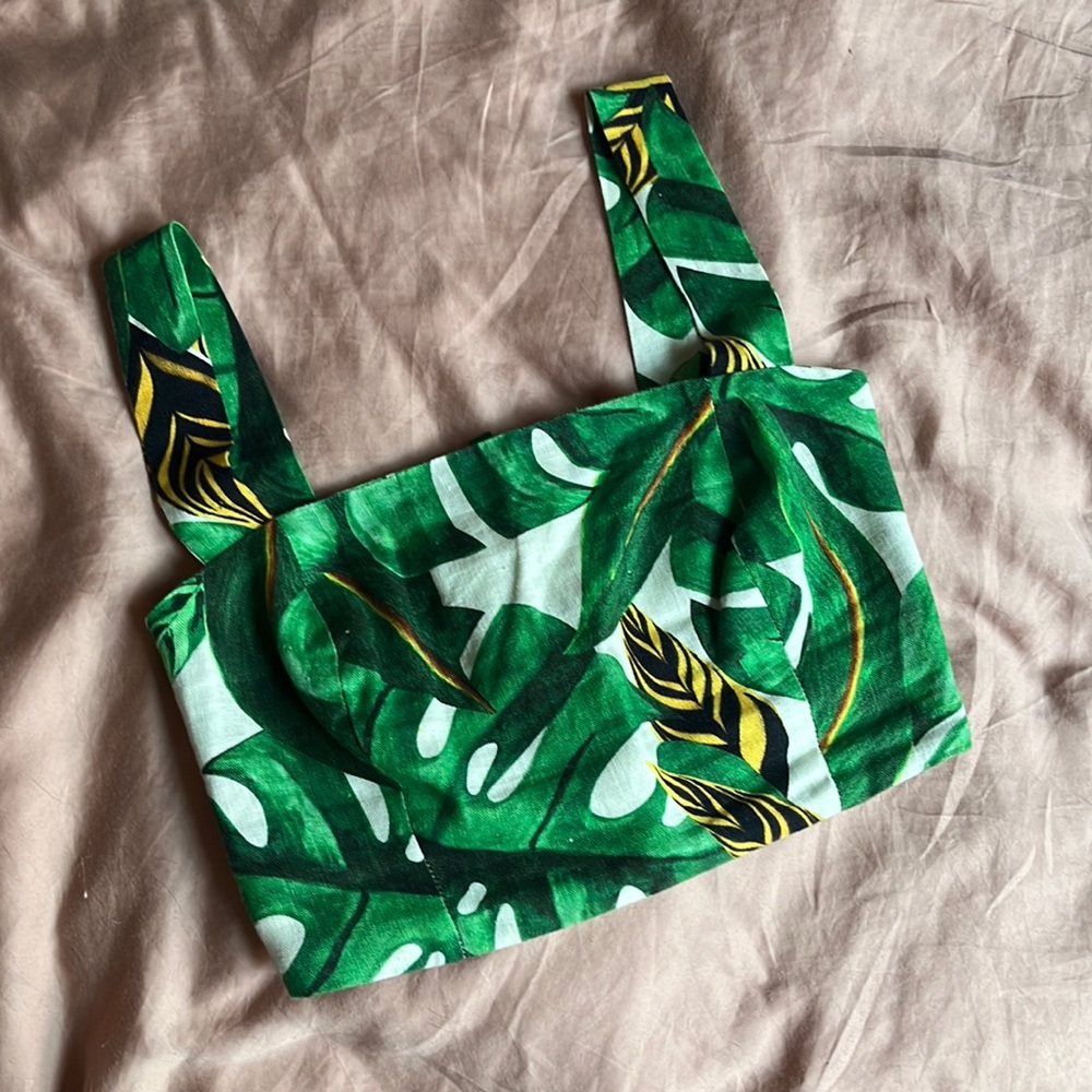 Farm Rio 100% Linen Crop Top size XS